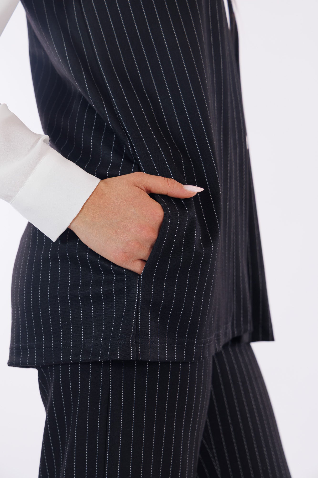 Gilet gessato tasche