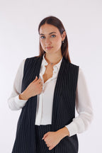 Gilet gessato tasche