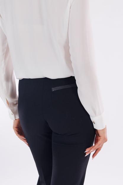 Pantalone flare inserto ecopelle