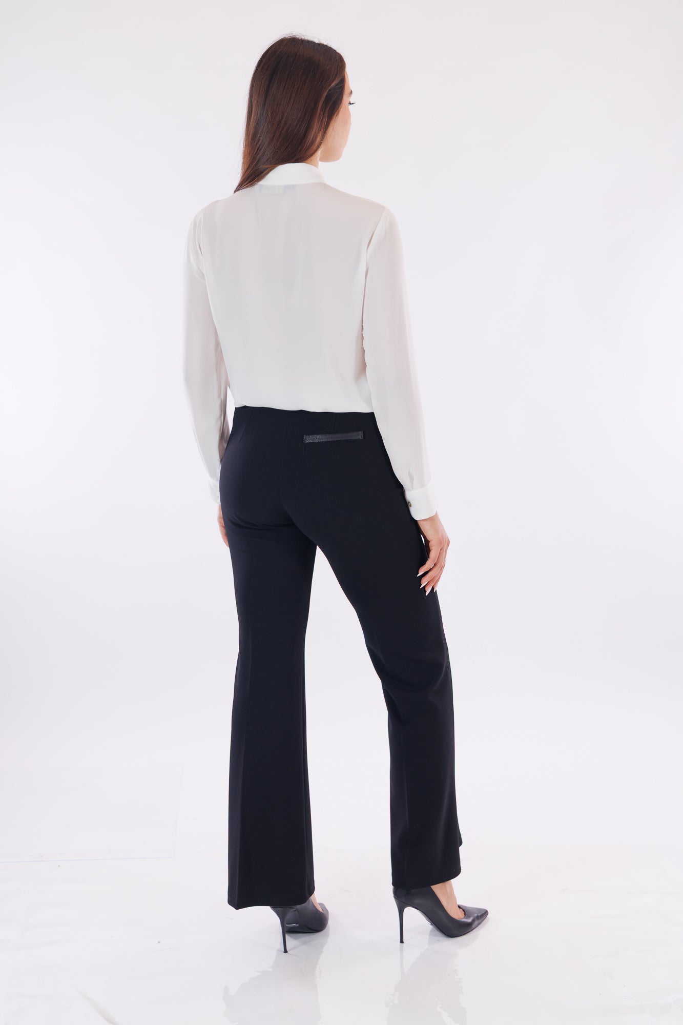 Pantalone flare inserto ecopelle