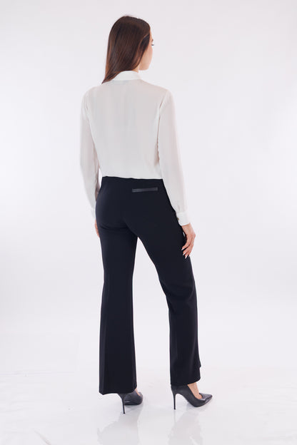 Pantalone flare inserto ecopelle