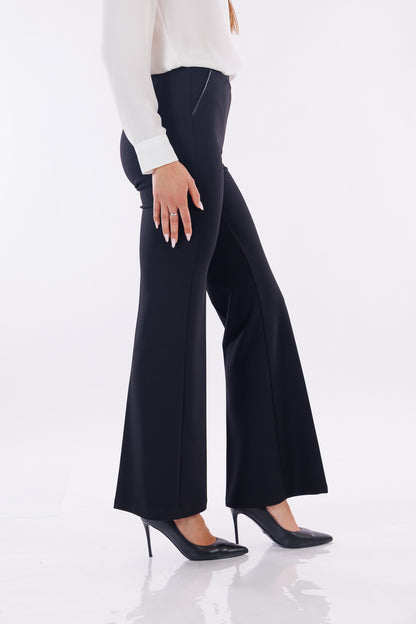 Pantalone flare inserto ecopelle