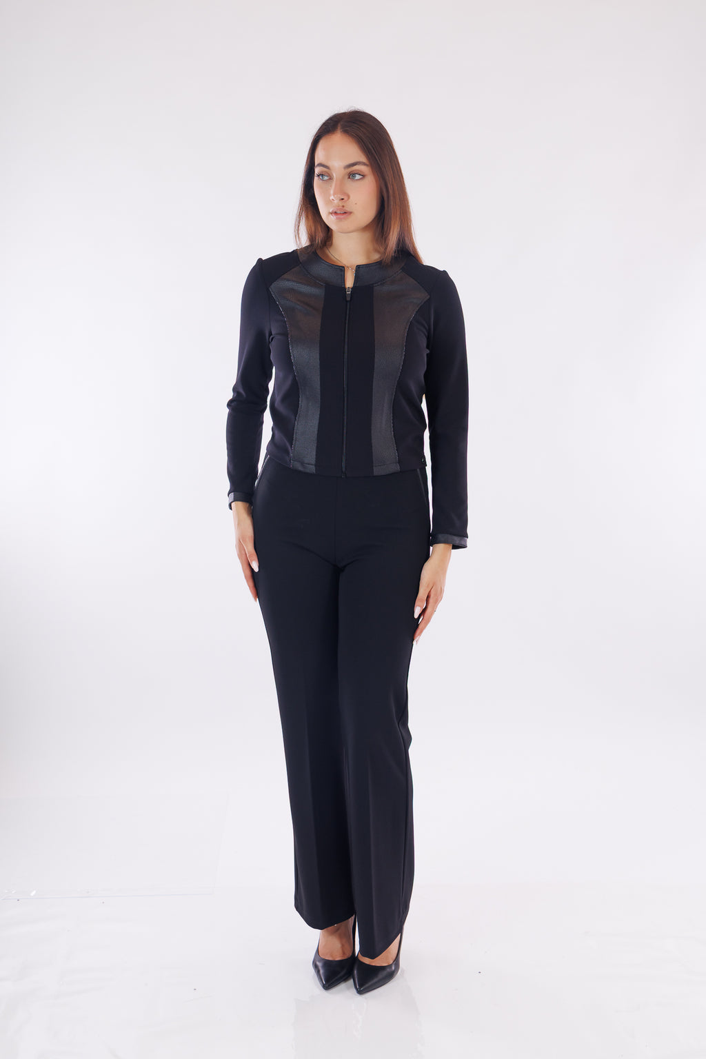 Giacchina zip inserti ecopelle