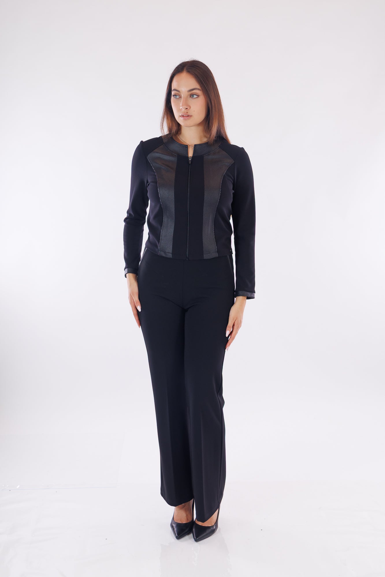 Giacchina zip inserti ecopelle