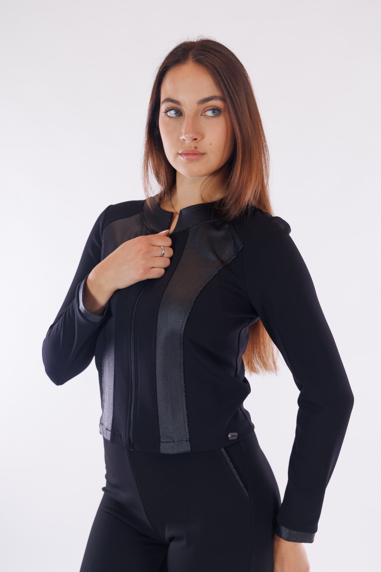 Giacchina zip inserti ecopelle