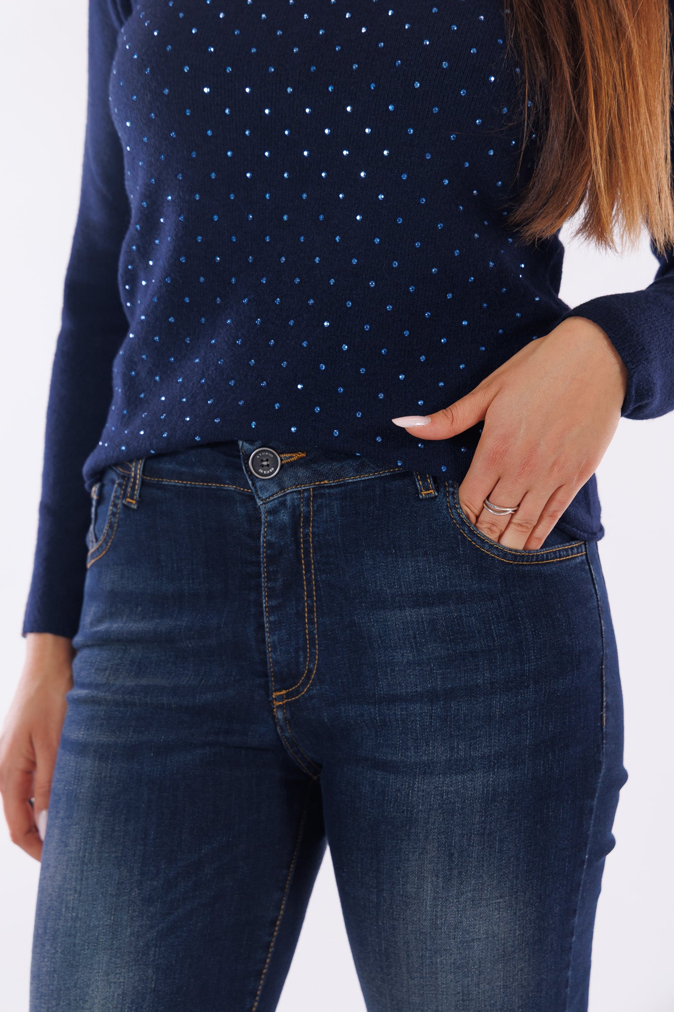 Jeans slim fit frangette