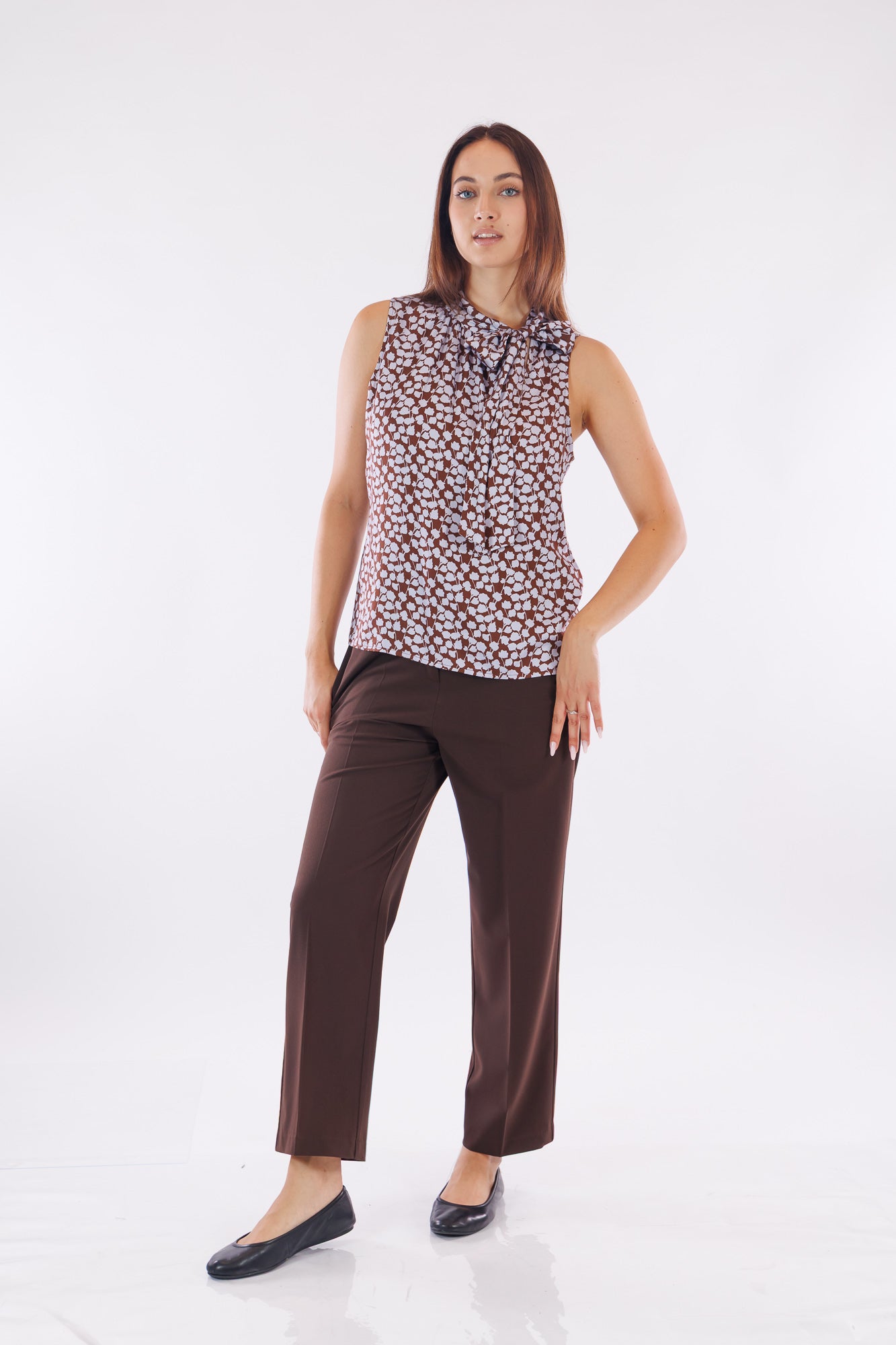 Top fiocco stampa fiorellini