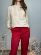 Pantalone cigarette con risvolto