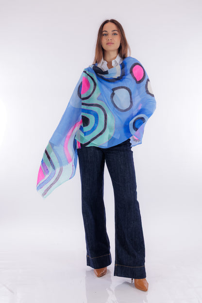 Sciarpa ricamata e dipinta a mano