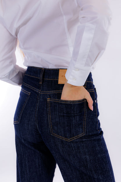 Jeans largo orlo alto