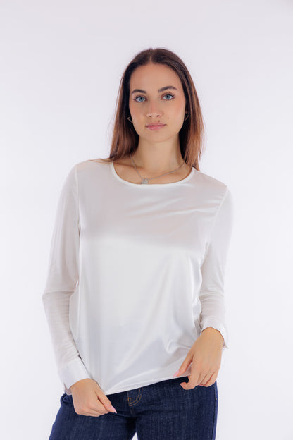 Blusa raso e jersey