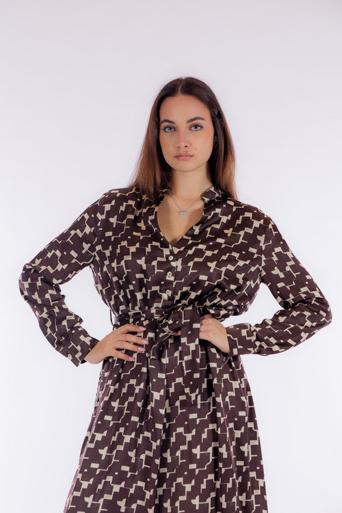 Abito lungo stampa geometrica