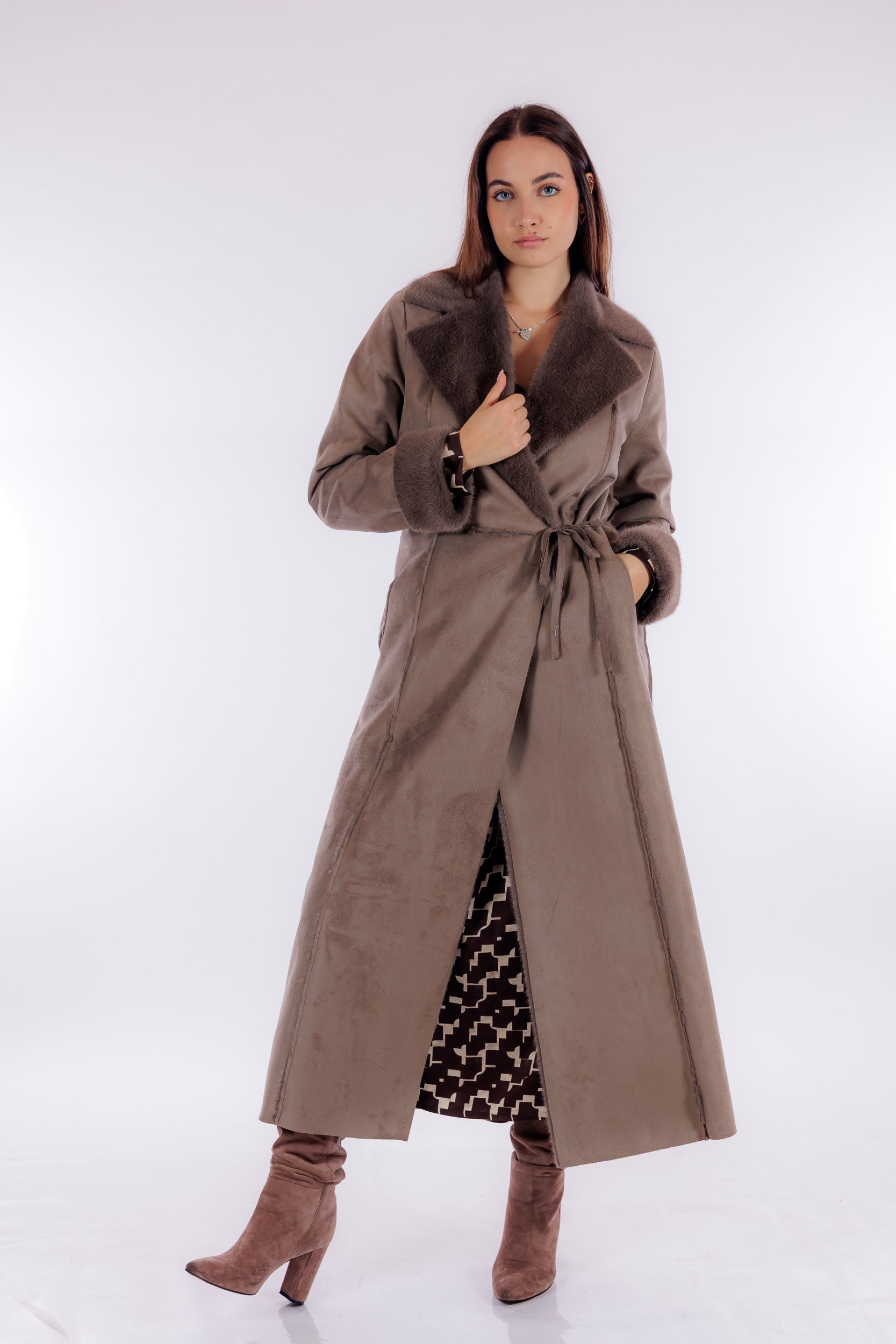 Cappotto lungo eco montone