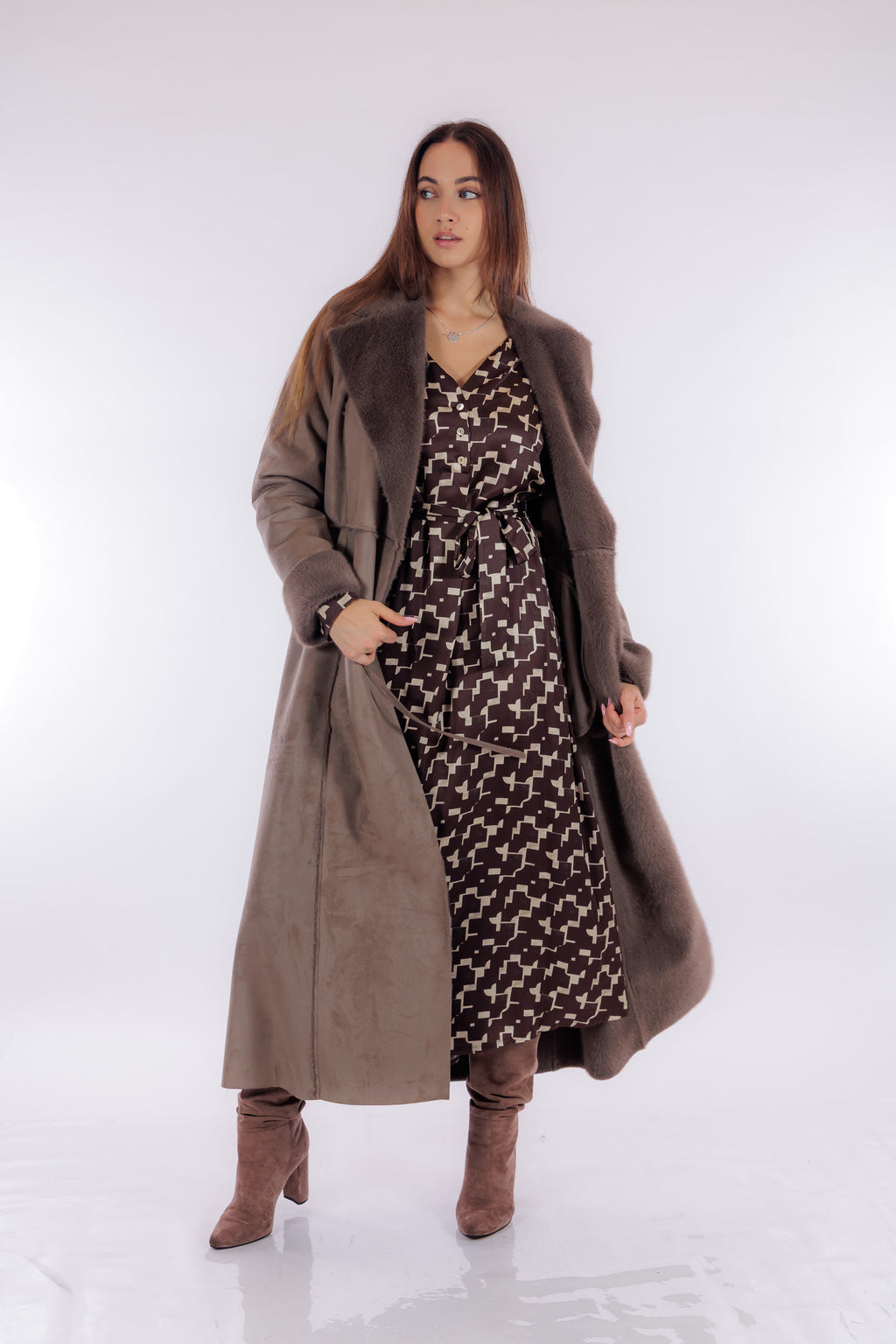 Cappotto lungo eco montone