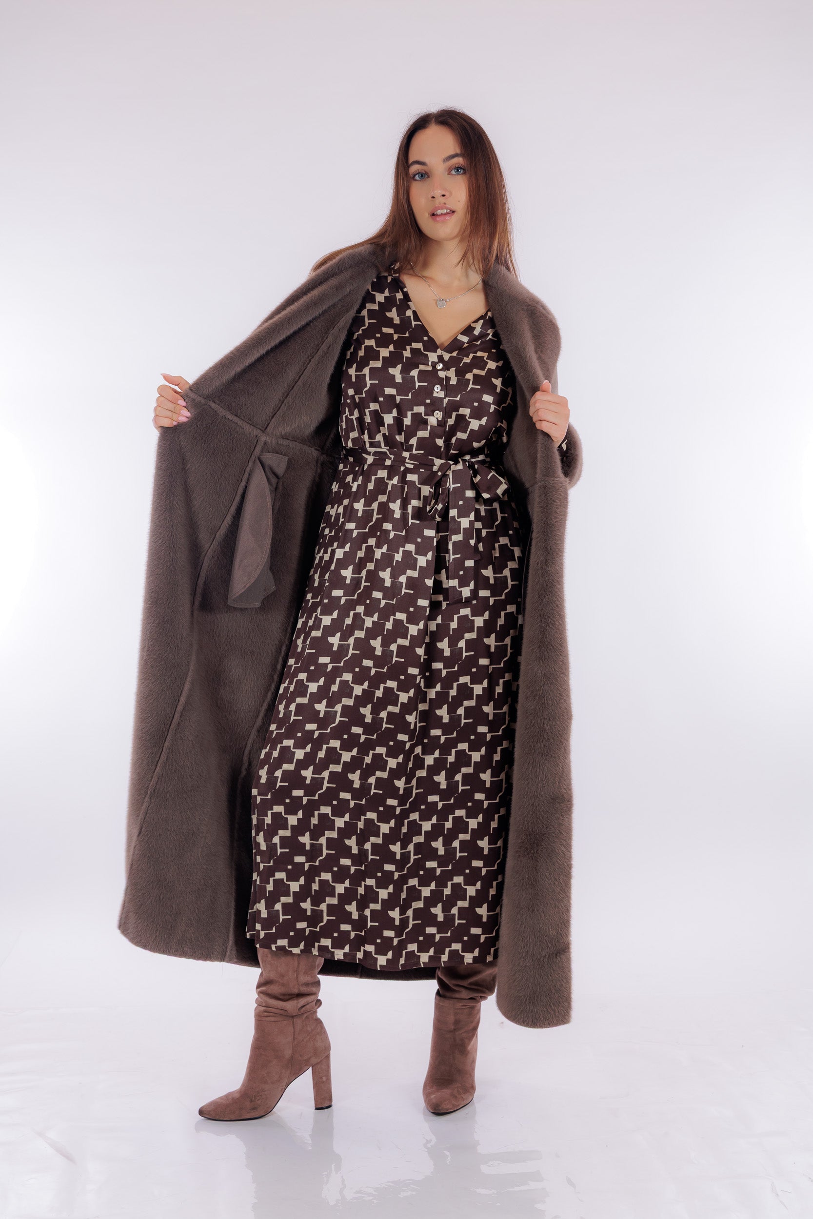 Cappotto lungo eco montone