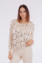 Maglia piume e paillettes