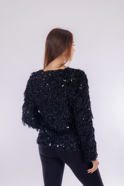 Maglia piume e paillettes