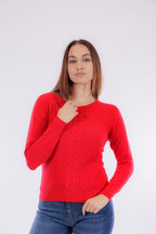 Maglia treccia asimmetrica