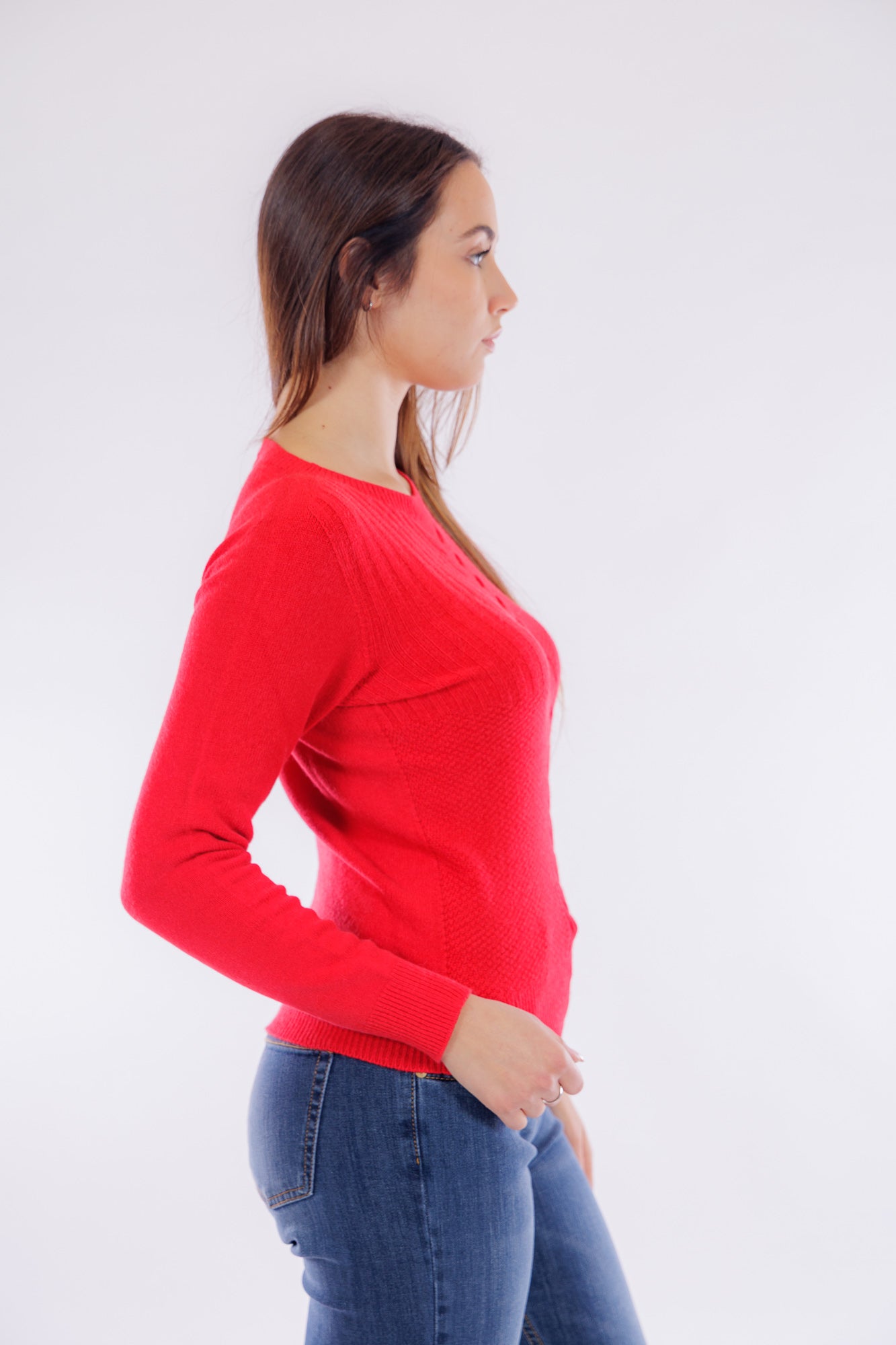 Maglia treccia asimmetrica