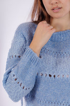 Maglia merinos bouclé e intarsi