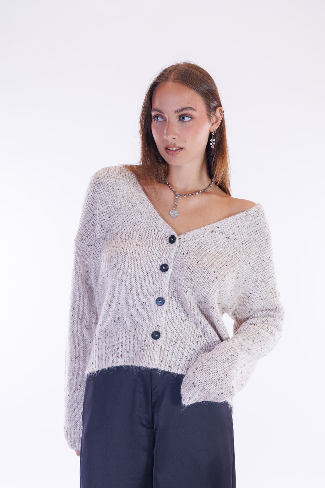 Cardigan bottoni paillettes