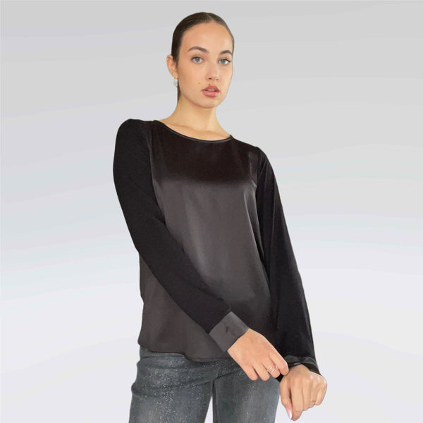 Blusa raso e jersey