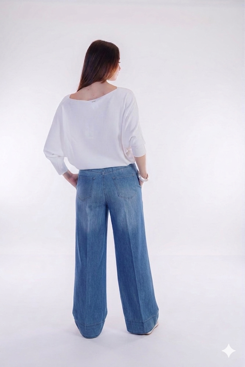 Pantalone palazzone chambray