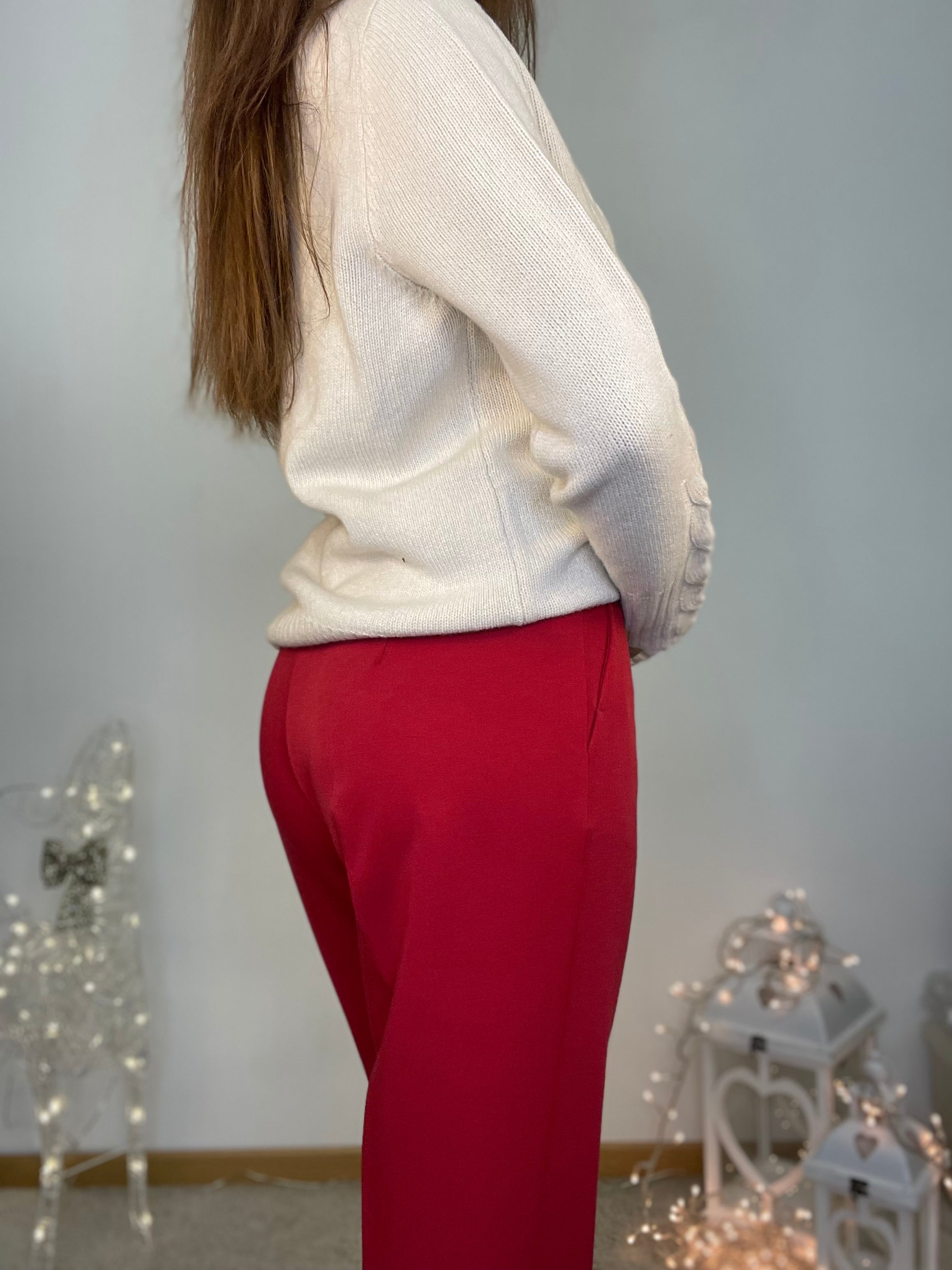 Pantalone cigarette con risvolto