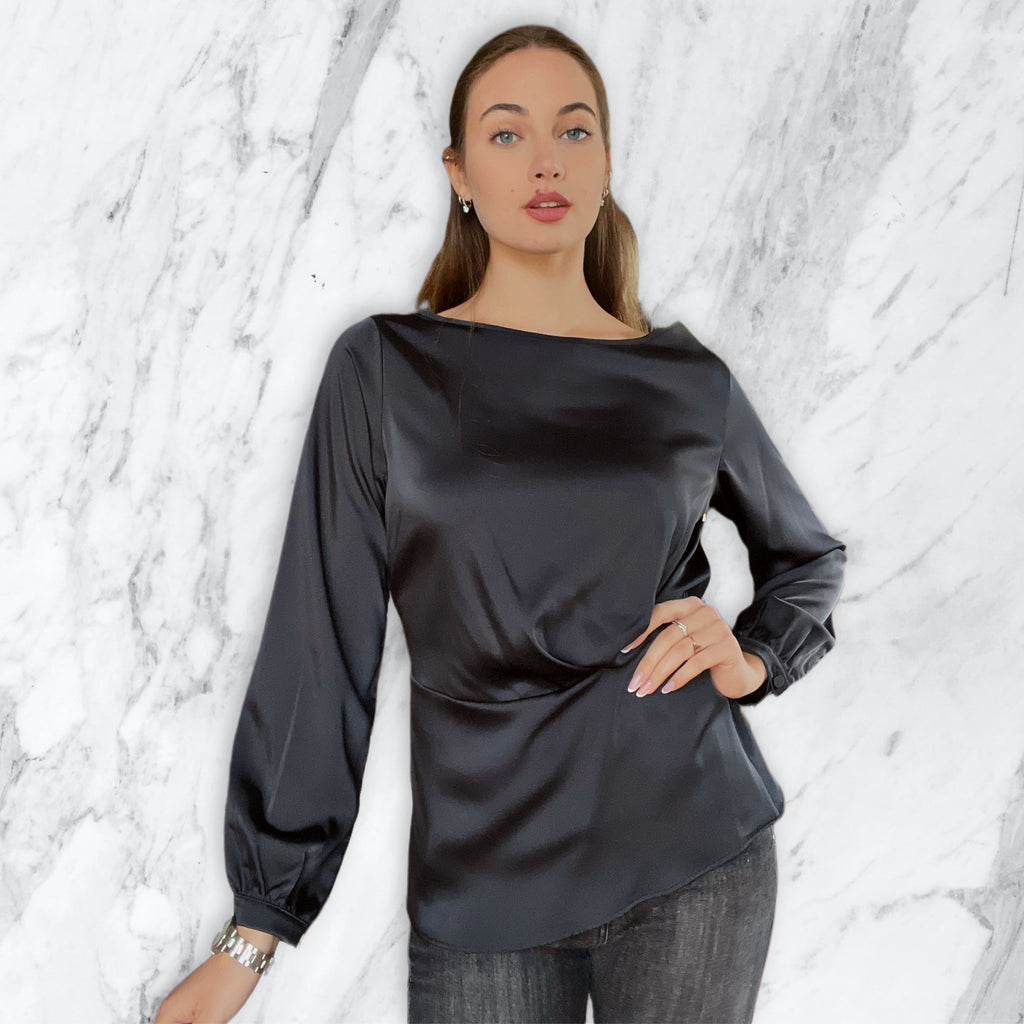 Blusa raso arriccio in vita