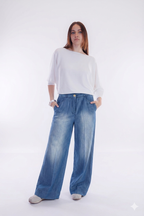 Pantalone palazzone chambray