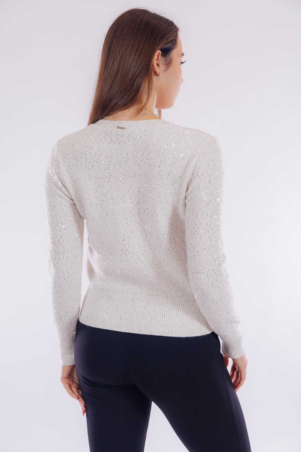 Maglia scollo V micro paillettes