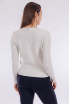 Maglia scollo V micro paillettes