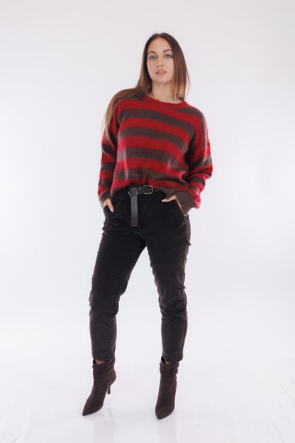 Pantalone velluto con cintura