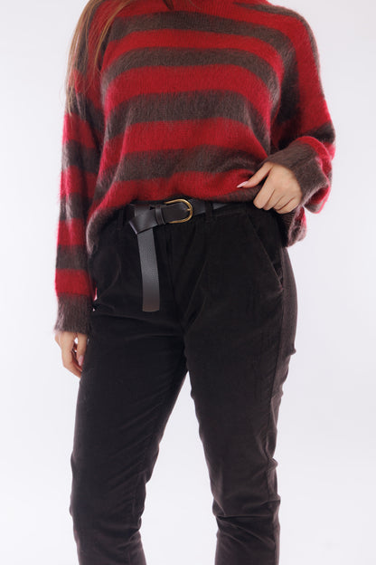 Pantalone velluto con cintura