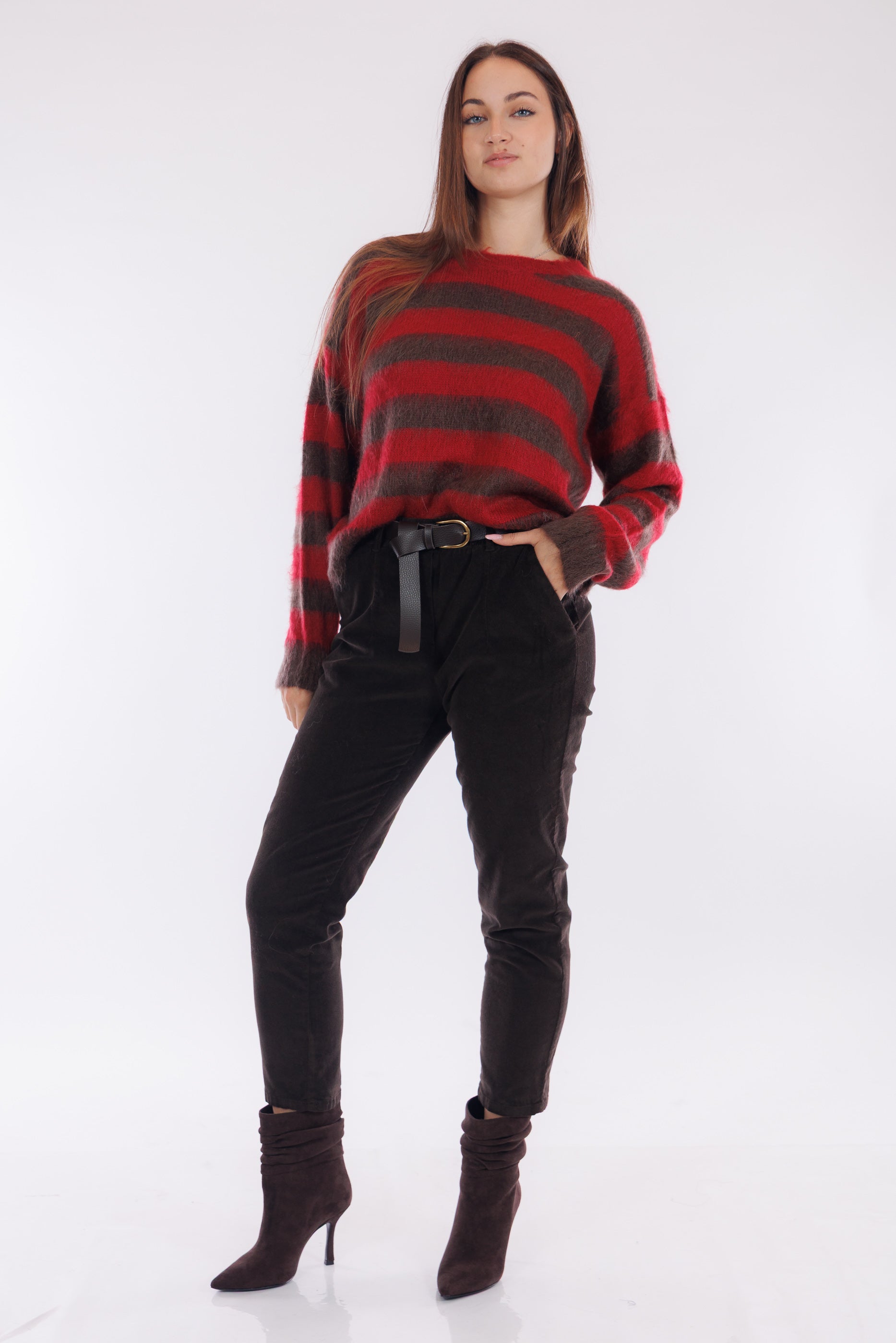 Pantalone velluto con cintura