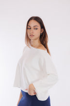 Maglia crop manica bottone