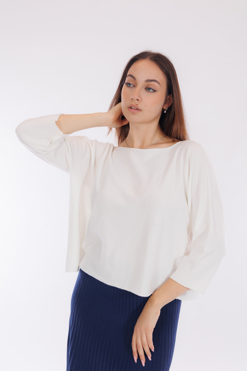 Maglia crop manica bottone