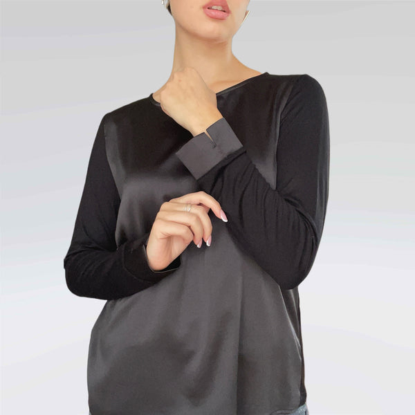 Blusa raso e jersey