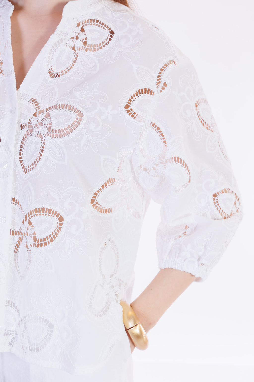 Camicia pizzo macramè