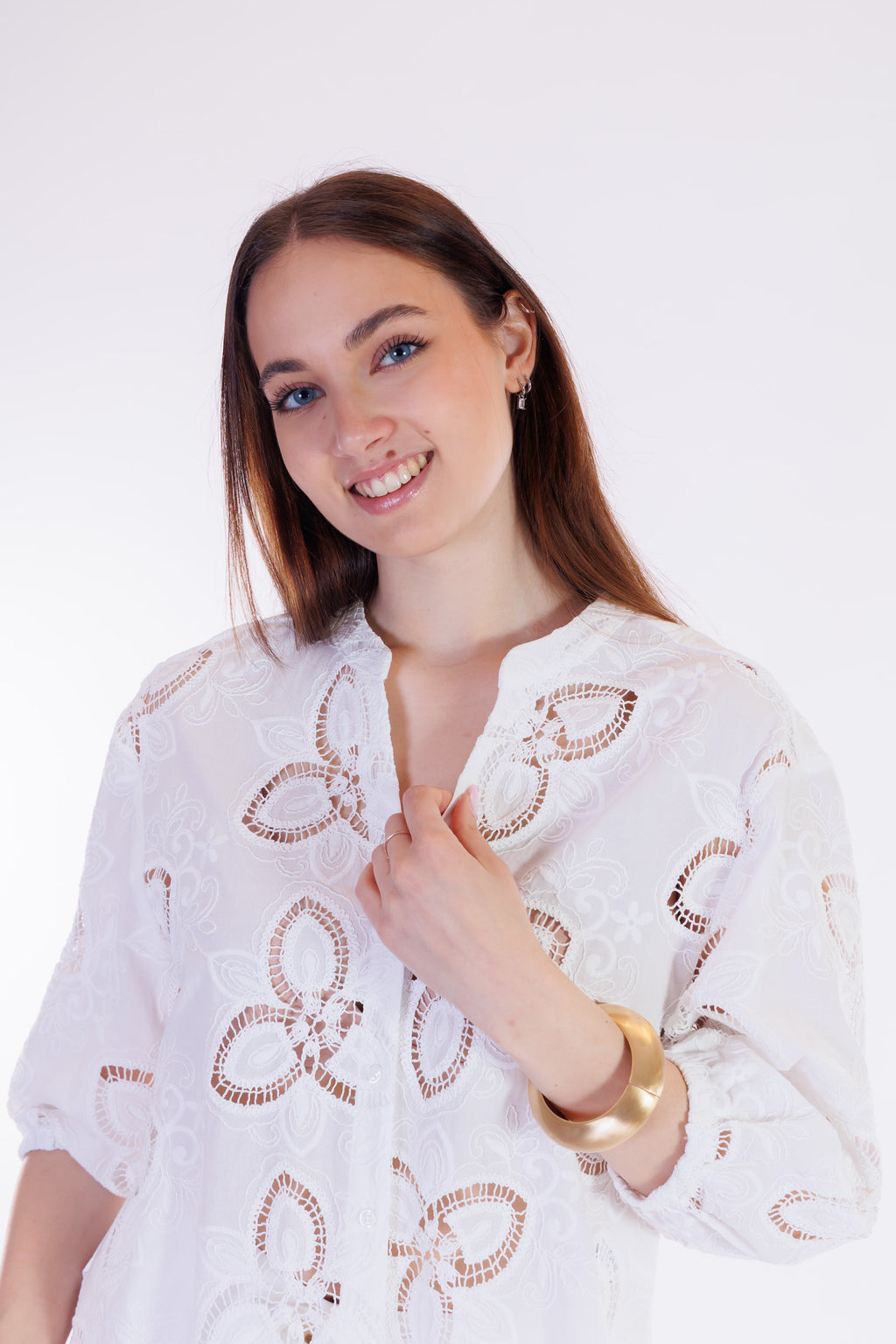 Camicia pizzo macramè
