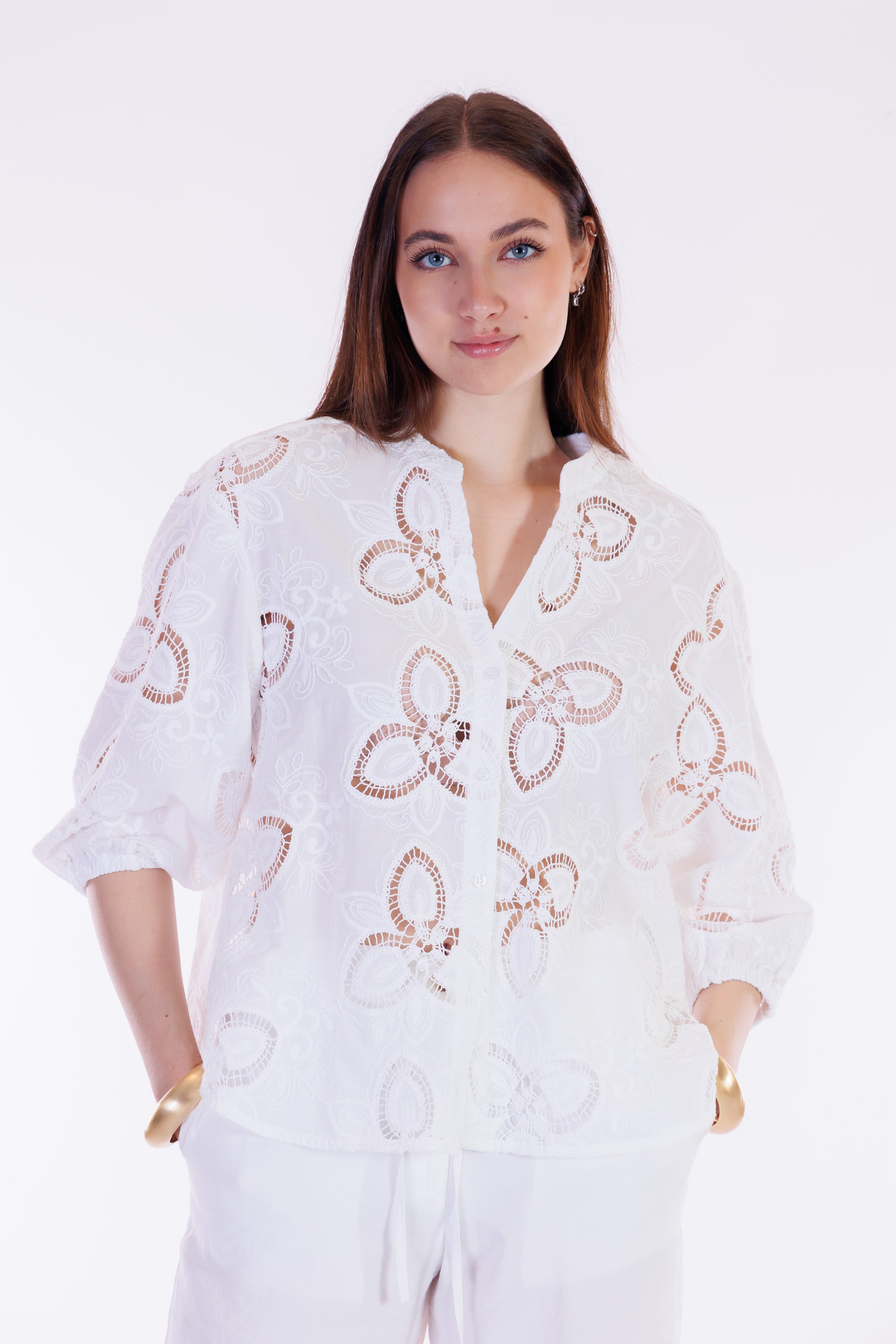 Camicia pizzo macramè