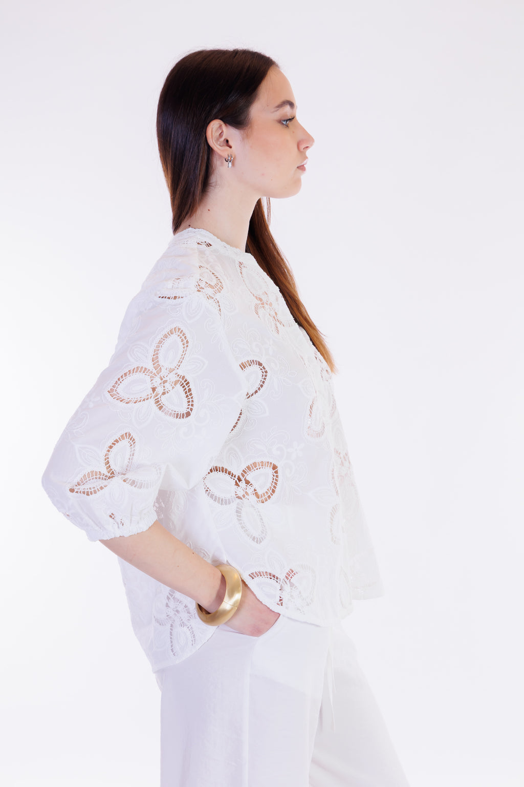 Camicia pizzo macramè