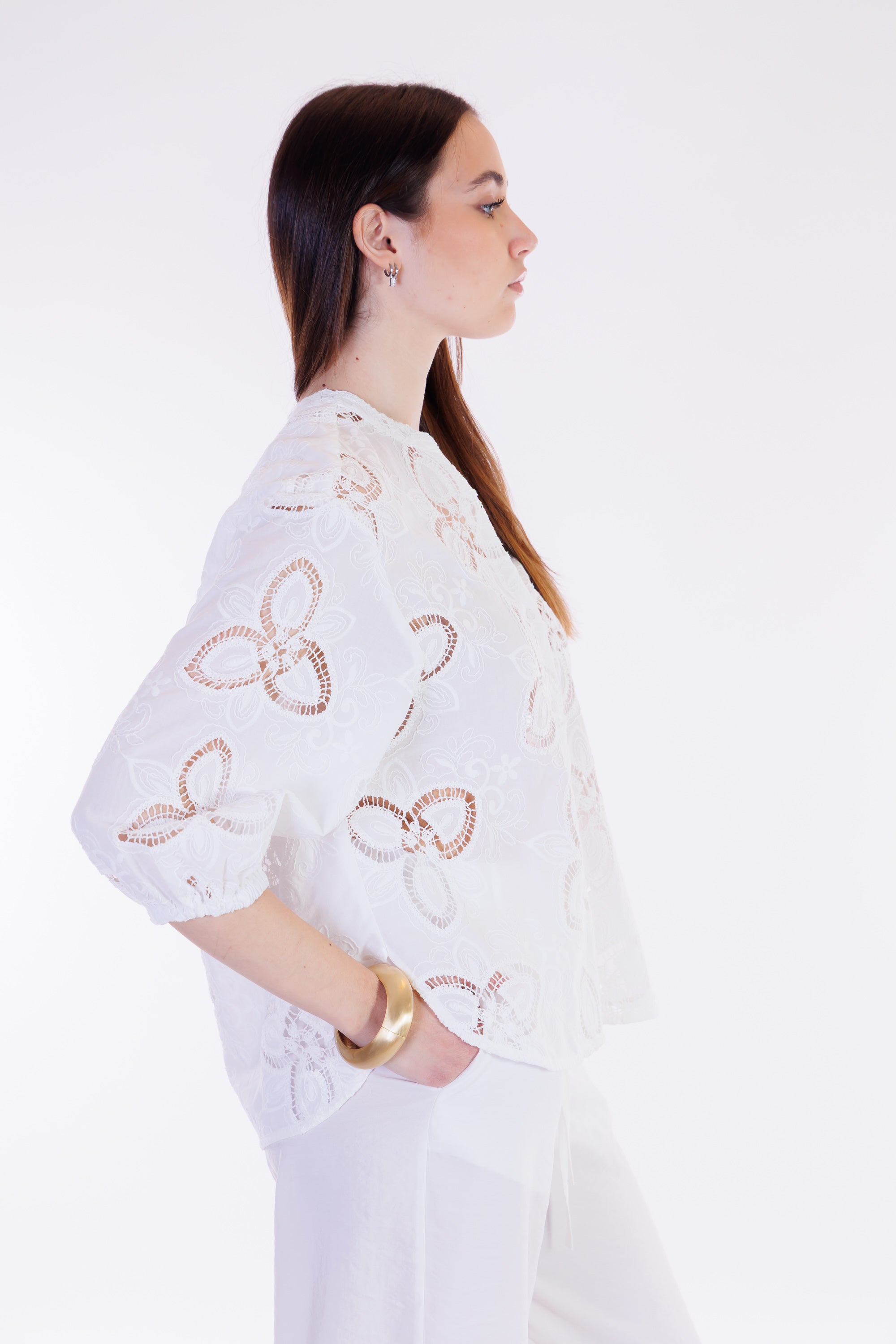 Camicia pizzo macramè