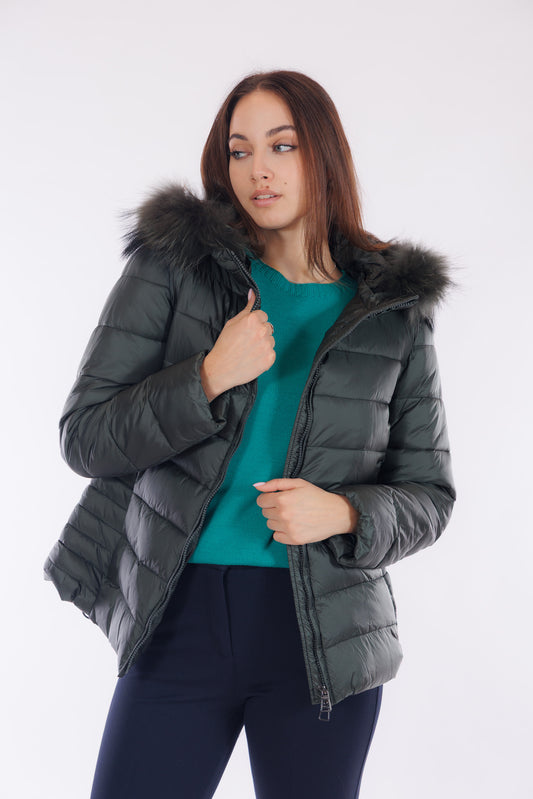 Eco piumino con pelliccia