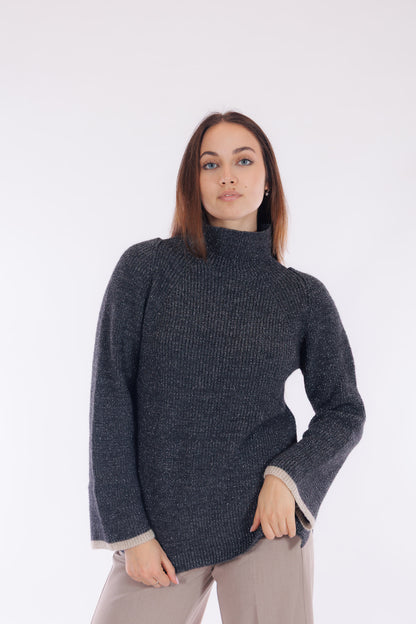 Maglia lurex bordi a contrasto