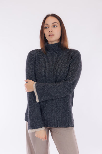 Maglia lurex bordi a contrasto