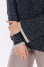 Maglia lurex bordi a contrasto