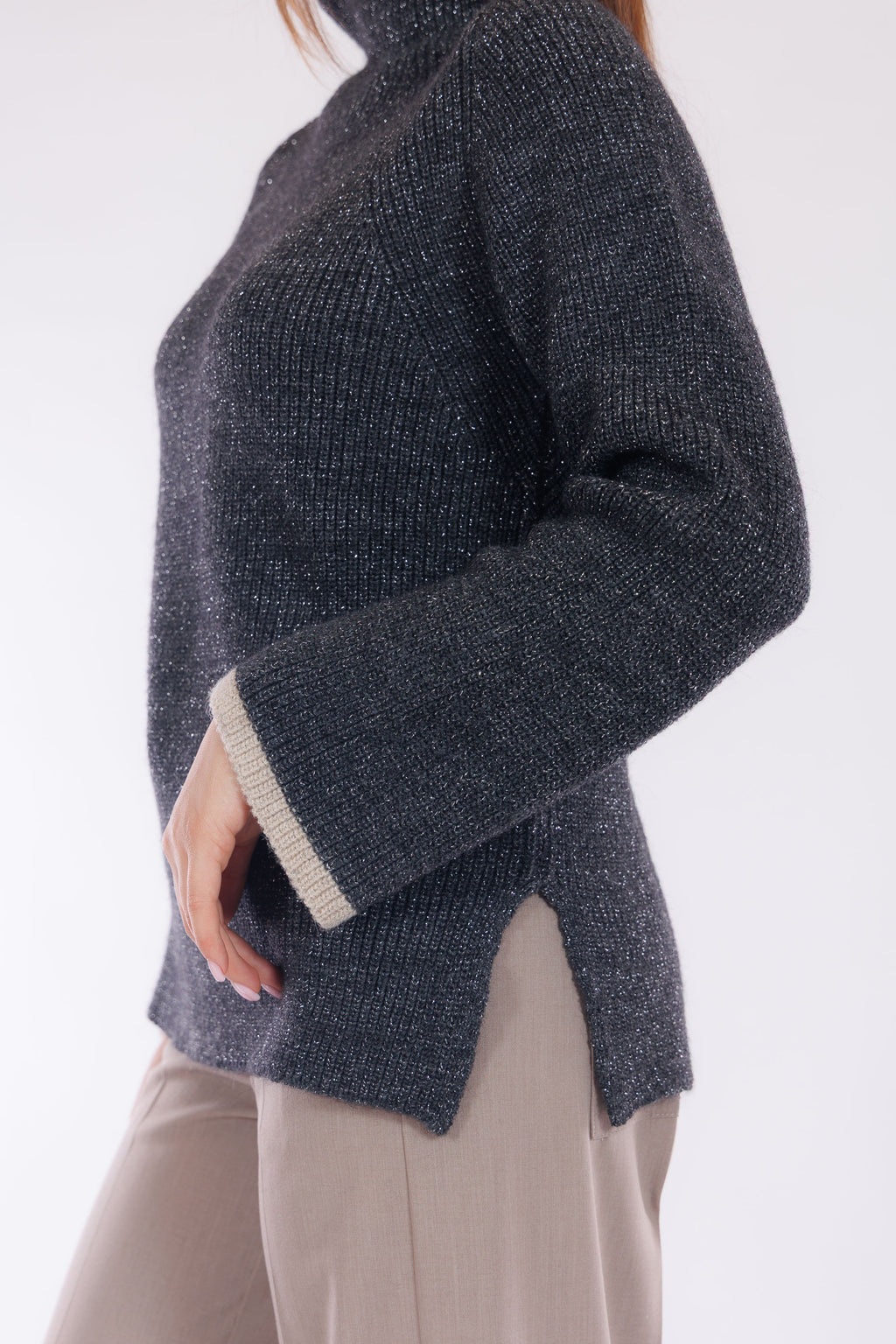 Maglia lurex bordi a contrasto