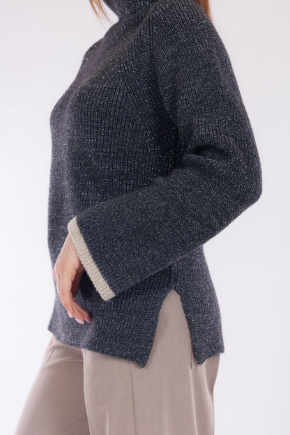 Maglia lurex bordi a contrasto