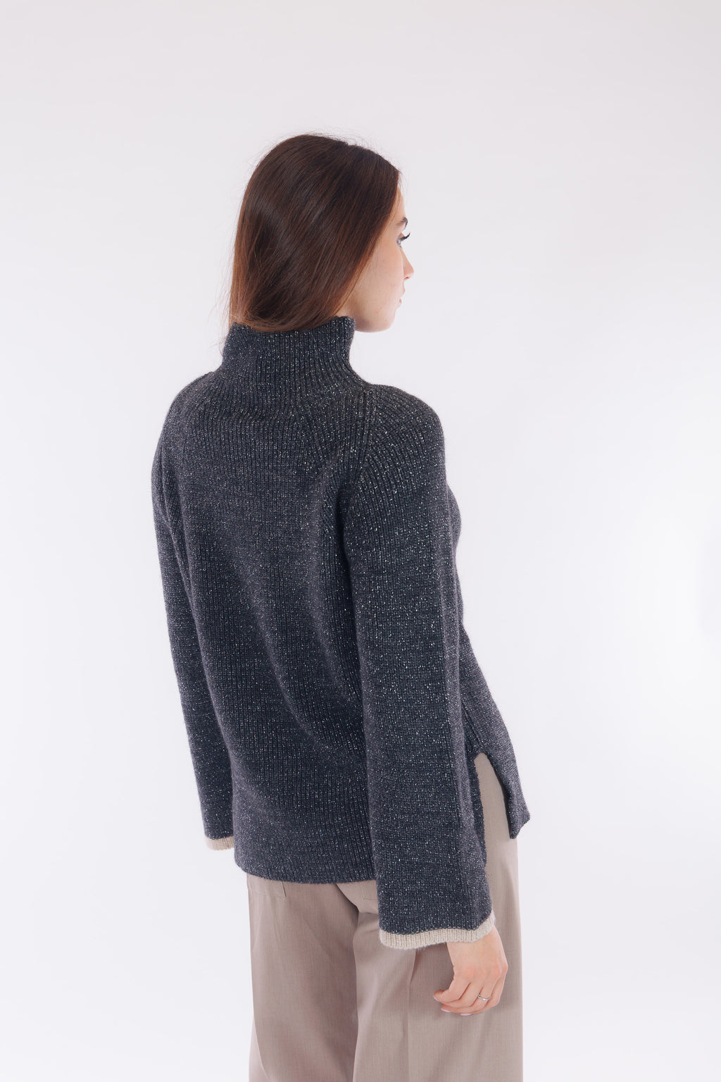 Maglia lurex bordi a contrasto